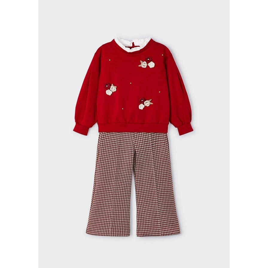 Mayoral Kışlık Kız S-shirt Pantolon Set Kırmızı