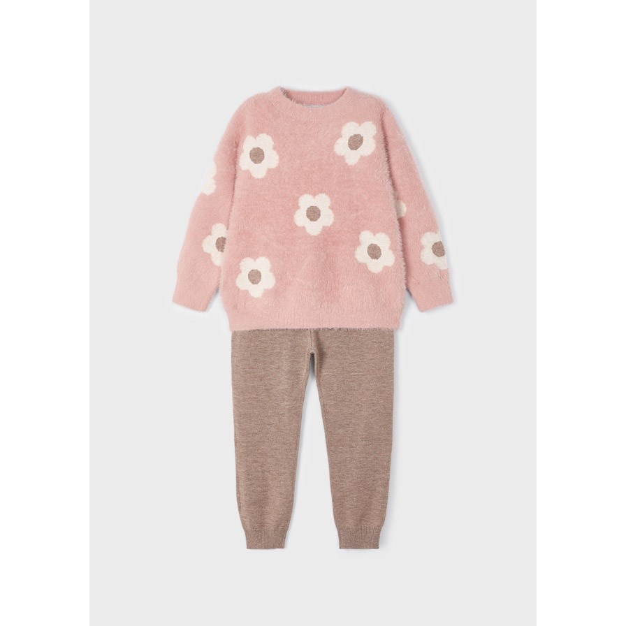 Mayoral Kışlık Kız Örme Kazak Pantolon Set Pembe