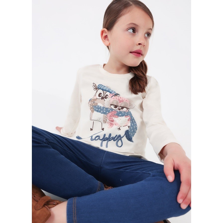 Mayoral Kışlık Kız S-shirt Örme Denim Tayt Takım Mavi