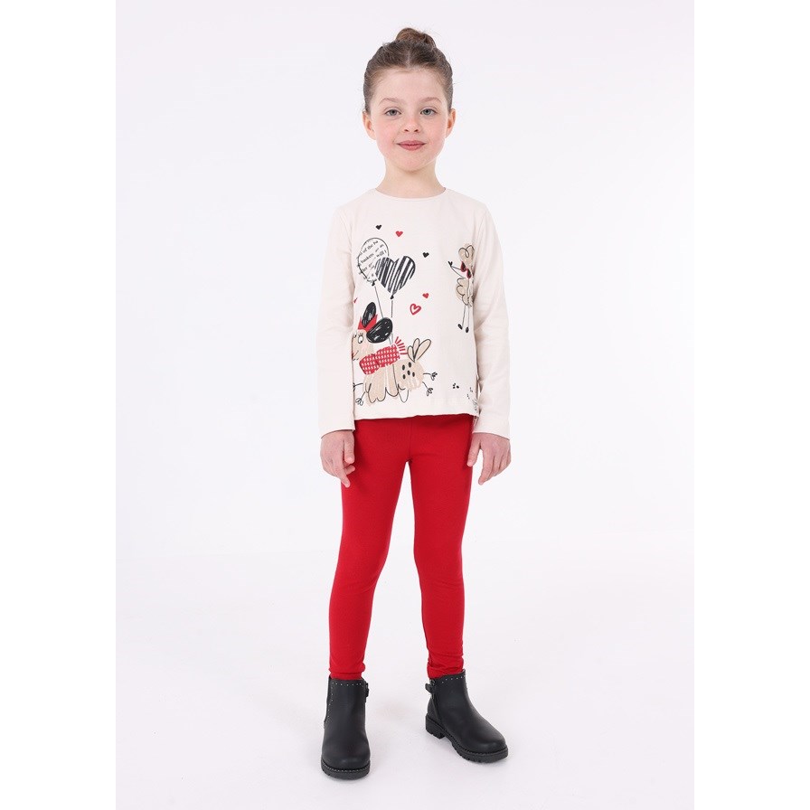 Mayoral Kışlık Kız S-shirt Tayt 3'lü Set Kırmızı