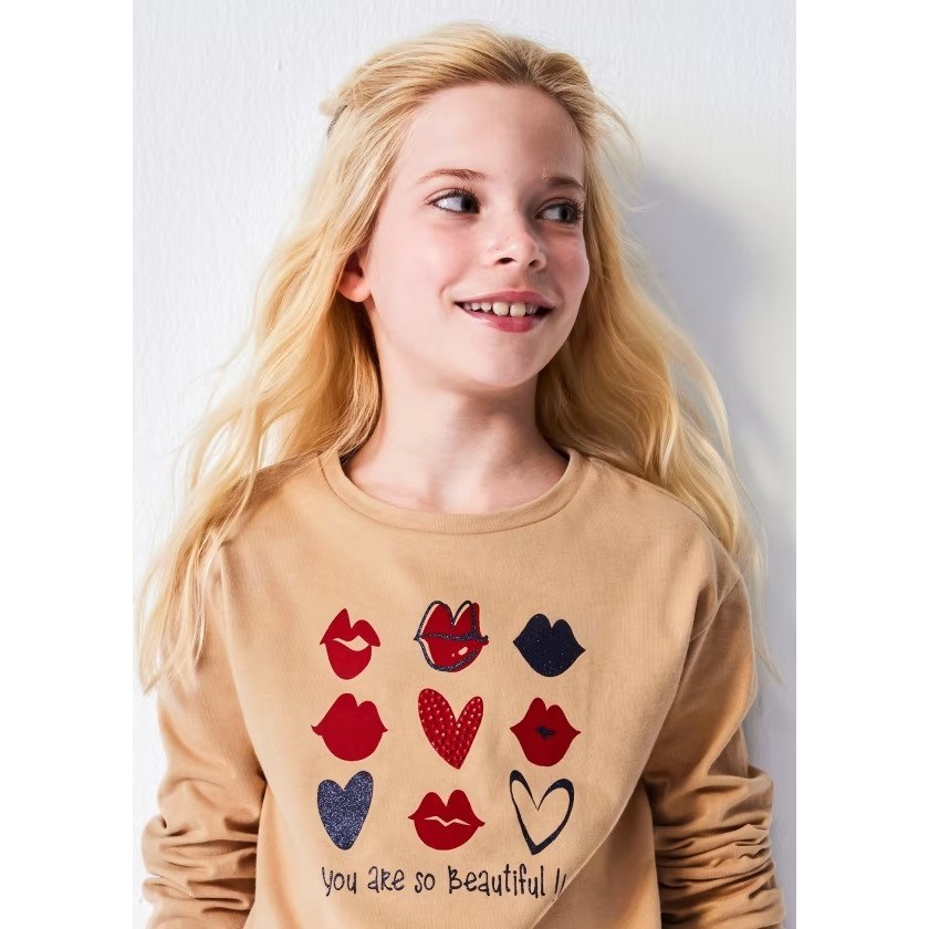 Mayoral Kışlık Kız Uzun Kol T-shirt Krem