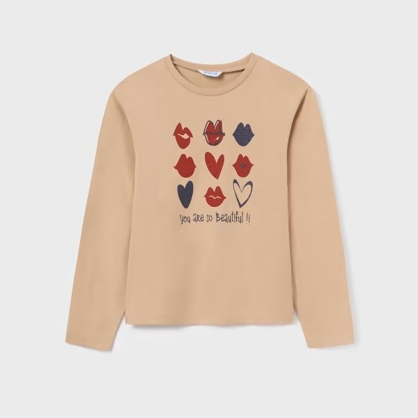 Mayoral Kışlık Kız Uzun Kol T-shirt Krem