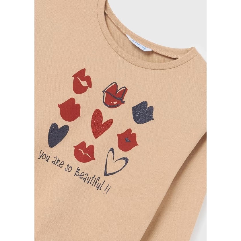 Mayoral Kışlık Kız Uzun Kol T-shirt Krem