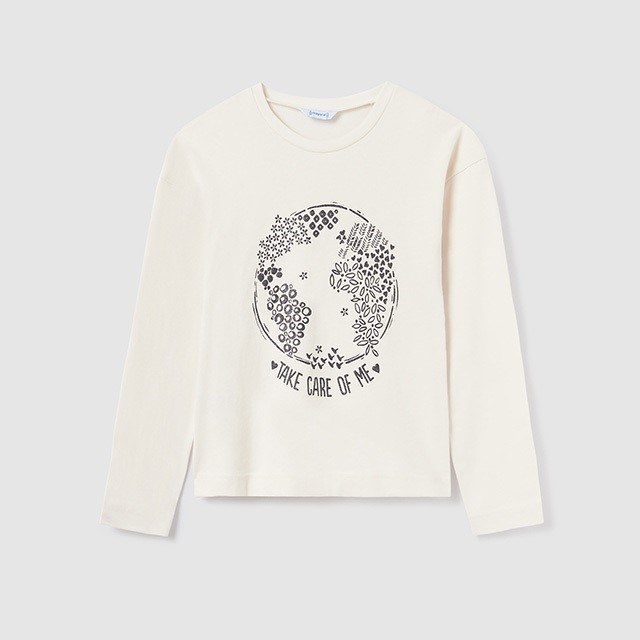 Mayoral Kışlık Kız Uzun Kol T-shirt Krem