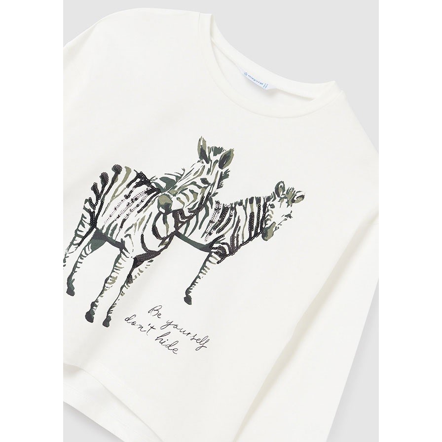 Mayoral Kışlık Kız Uzun Kol T-shirt Beyaz