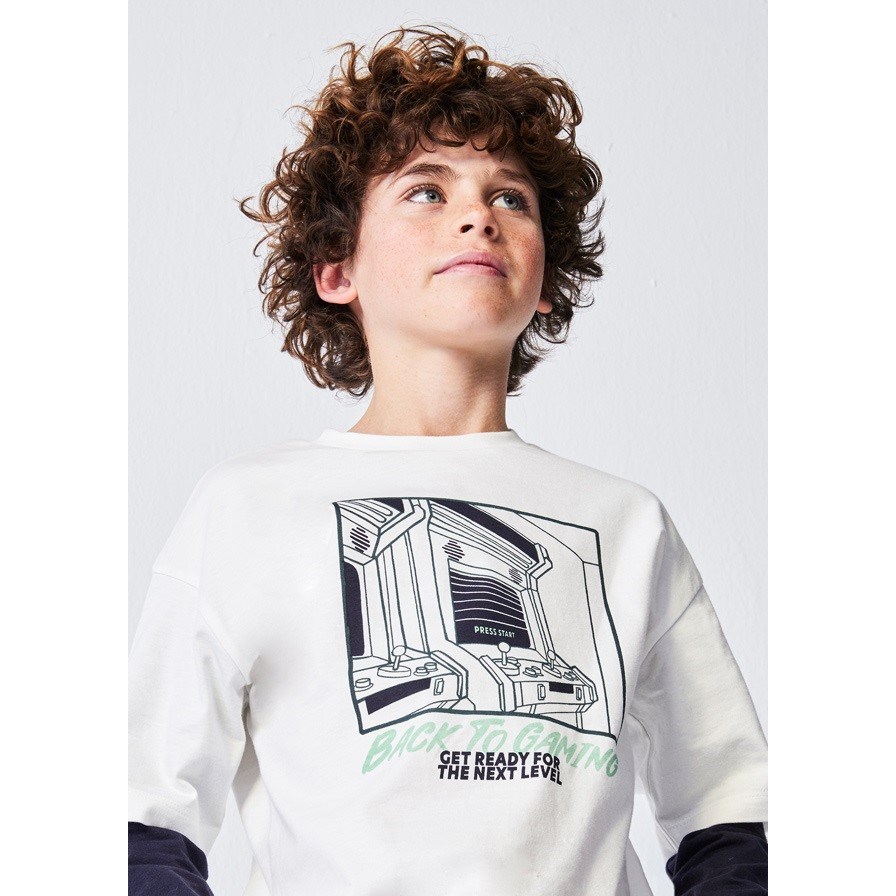 Mayoral Kışlık Erkek Uzun Kol T-shirt Beyaz