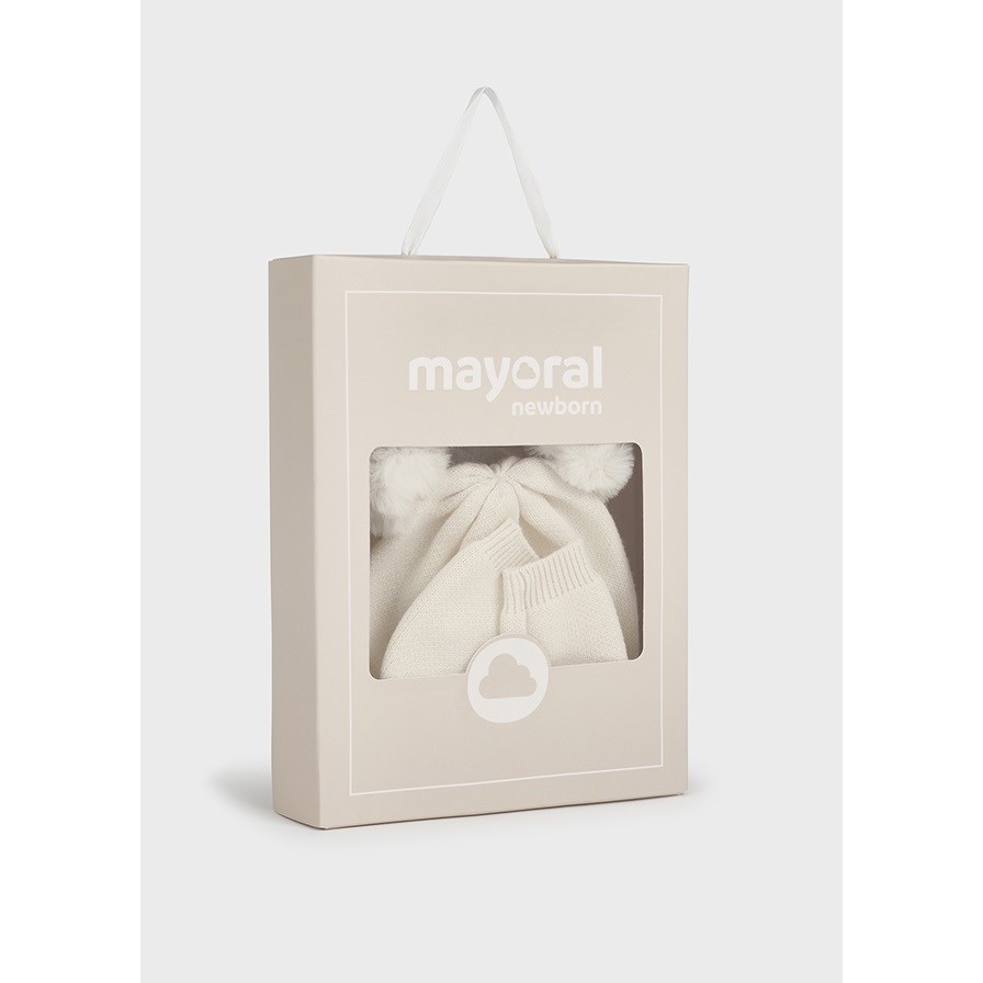 Mayoral Kışlık Kız Bebek Bere Eldiven Set Beyaz