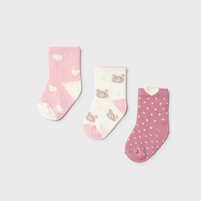 Mayoral Kışlık Kız Bebek Çorap 3'lü Set Pembe