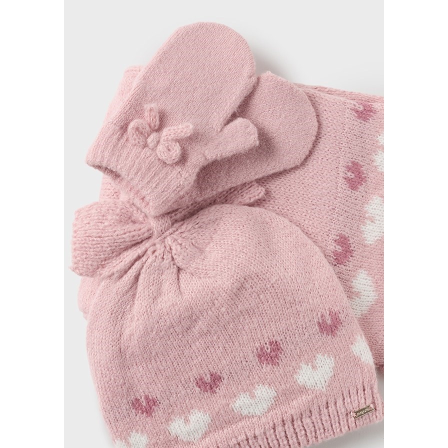 Mayoral Kışlık Kız Bebek Bere Atkı 3'lü Set Pembe