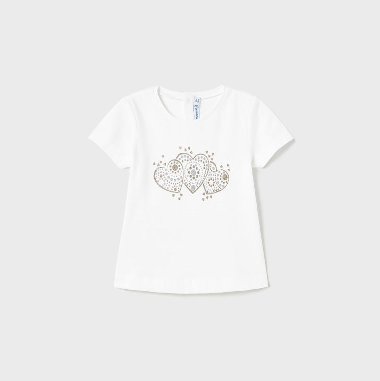 Mayoral Yazlık Kız Bebek Kısa Kol T-shirt Beyaz
