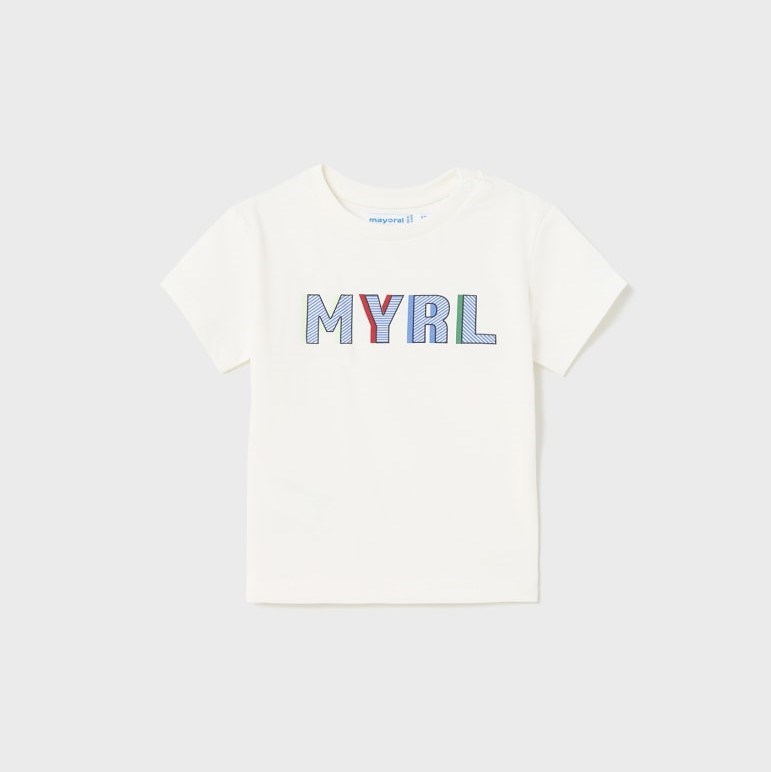 Mayoral Yazlık Erkek Bebek Kısa Kol T-shirt Krem