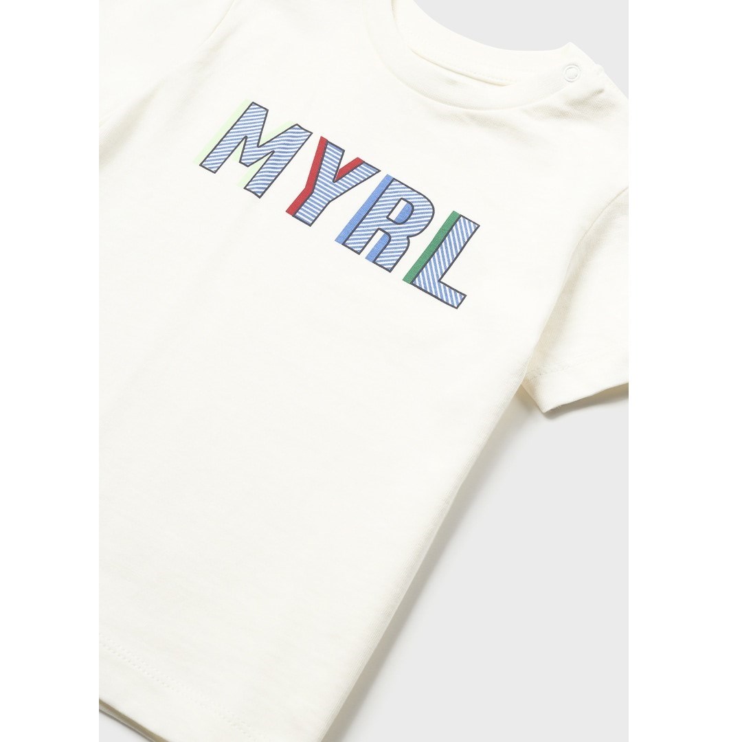 Mayoral Yazlık Erkek Bebek Kısa Kol T-shirt Krem