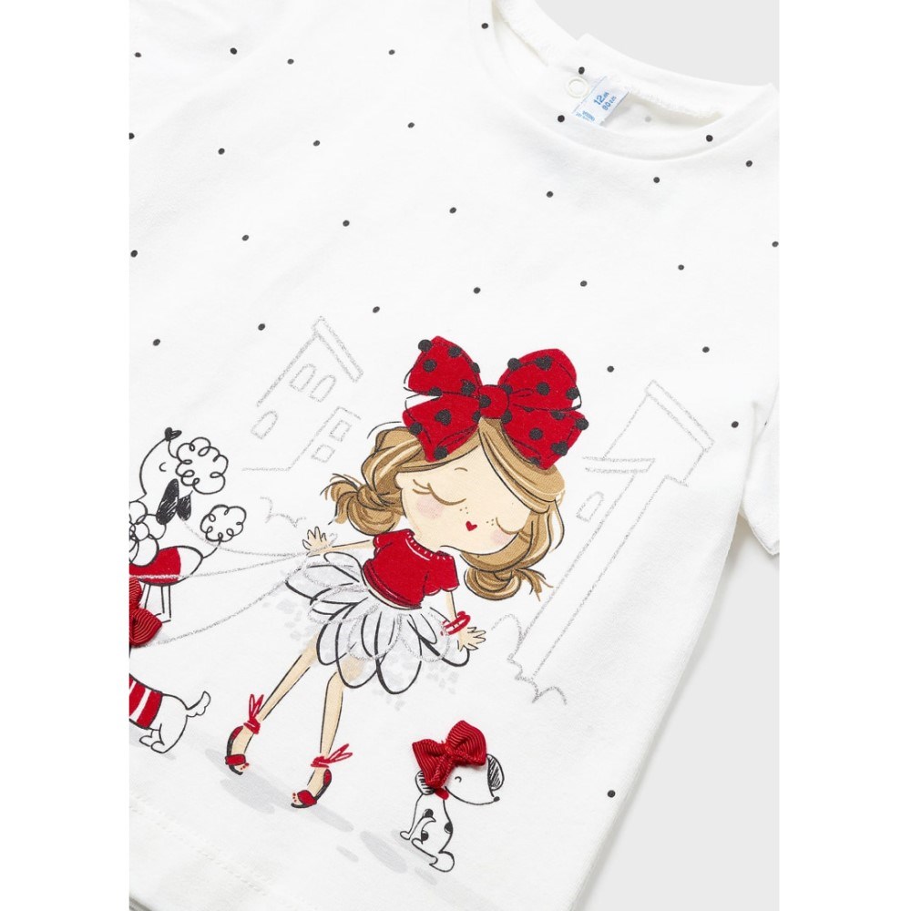 Mayoral Yazlık Kız Bebek Kısa Kol T-shirt Beyaz