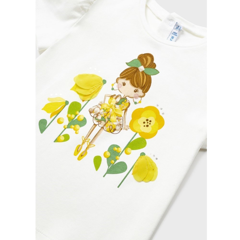 Mayoral Yazlık Kız Bebek Kısa Kol T-shirt Beyaz