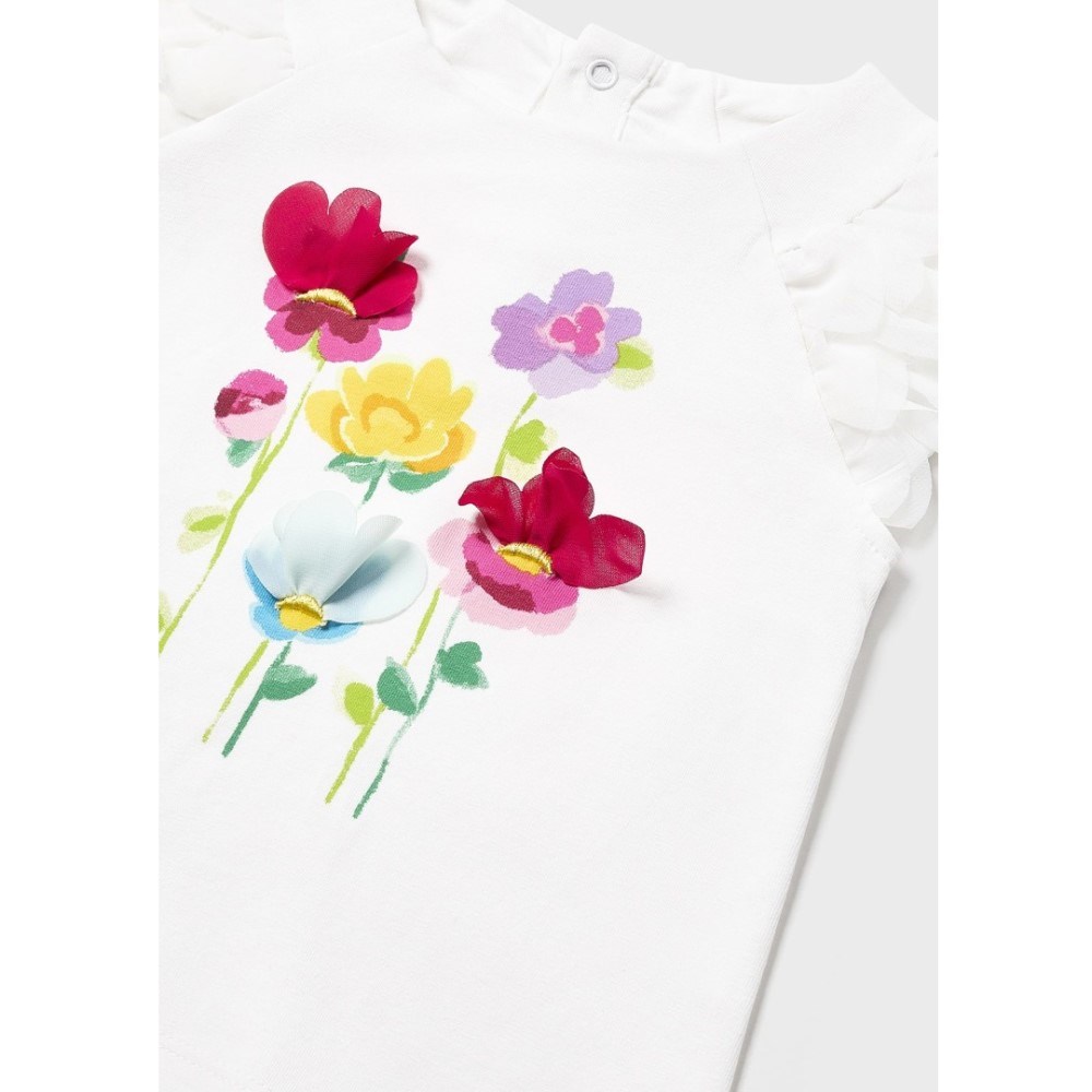 Mayoral Yazlık Kız Bebek Kısa Kol T-shirt Beyaz
