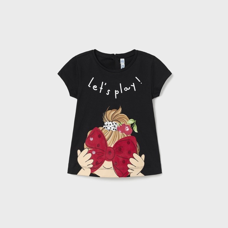 Mayoral Yazlık Kız Bebek Kısa Kol T-shirt Siyah