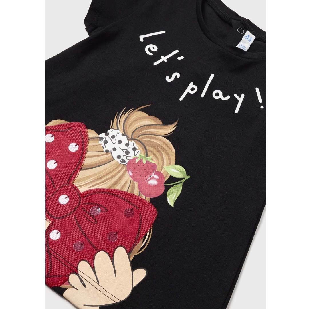 Mayoral Yazlık Kız Bebek Kısa Kol T-shirt Siyah