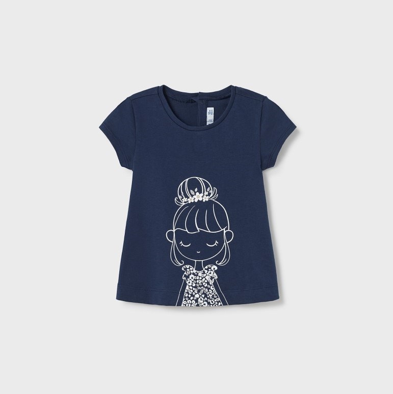 Mayoral Yazlık Kız Bebek Kısa Kol T-shirt Koyu Mavi