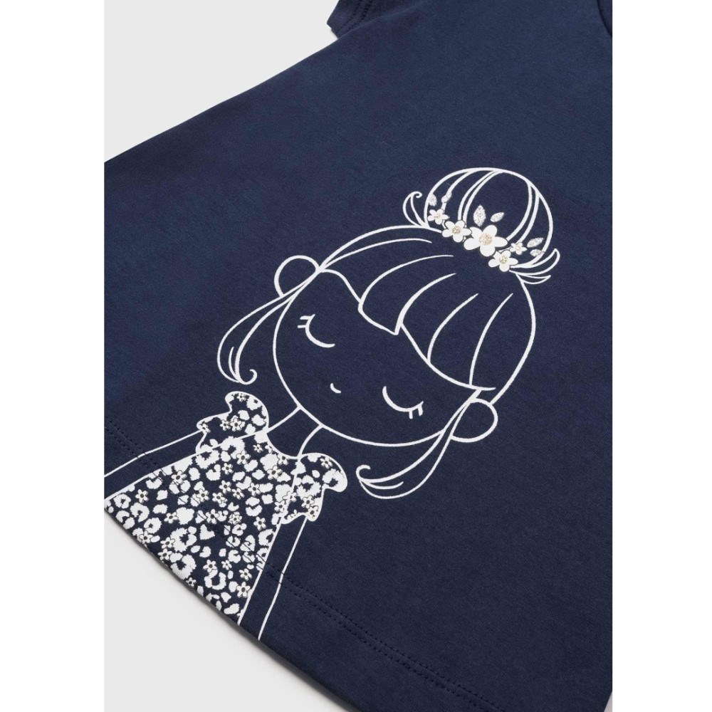 Mayoral Yazlık Kız Bebek Kısa Kol T-shirt Koyu Mavi