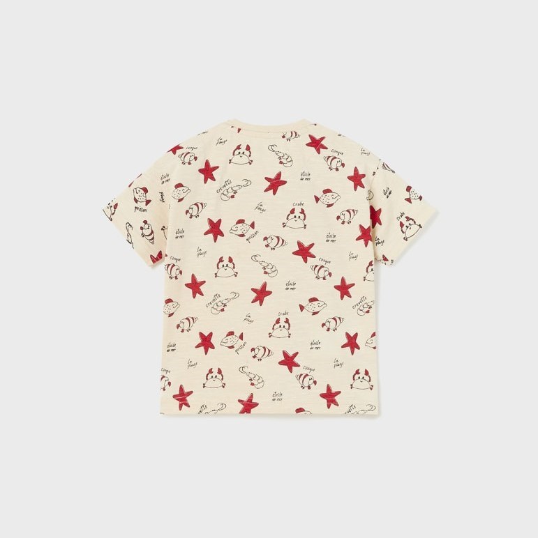 Mayoral Yazlık Erkek Bebek Kısa Kol T-shirt Krem