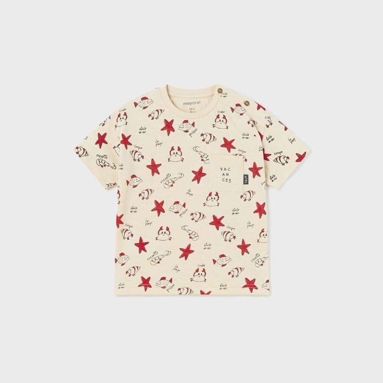 Mayoral Yazlık Erkek Bebek Kısa Kol T-shirt Krem