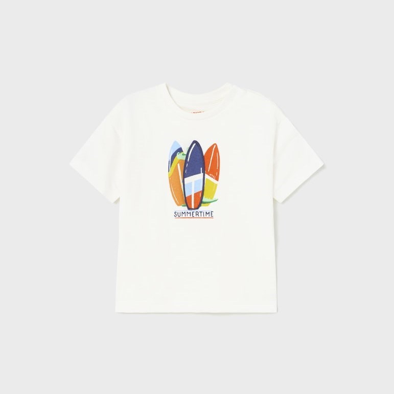 Mayoral Yazlık Erkek Bebek Kısa Kol T-shirt Krem