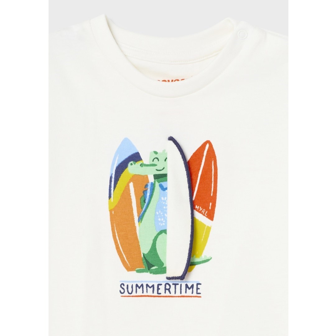 Mayoral Yazlık Erkek Bebek Kısa Kol T-shirt Krem