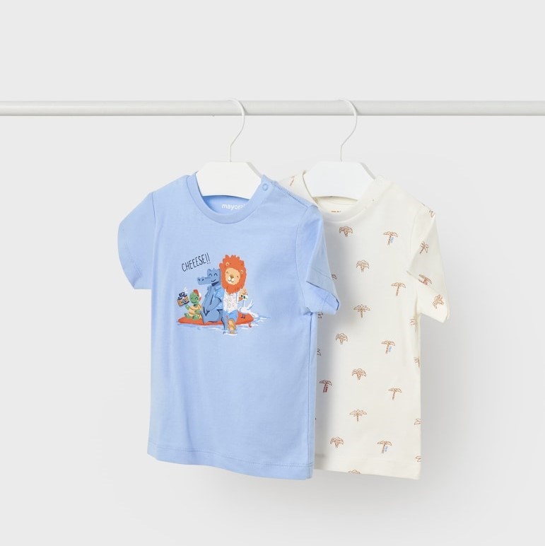 Mayoral Yazlık Erkek Bebek Kısa Kol T-shirt 2'li Set Mavi