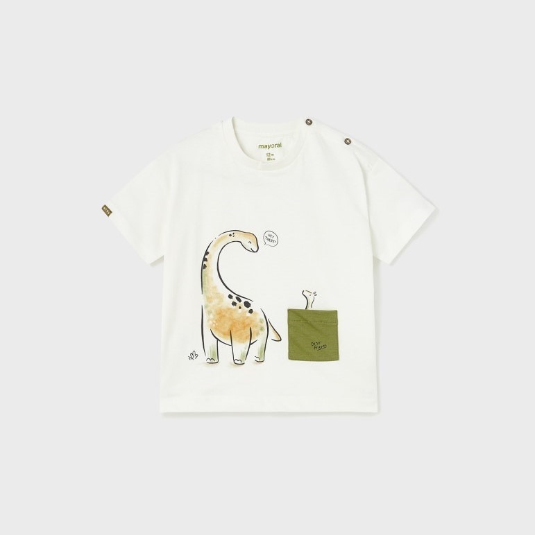 Mayoral Yazlık Erkek Bebek Kısa Kol T-shirt Krem