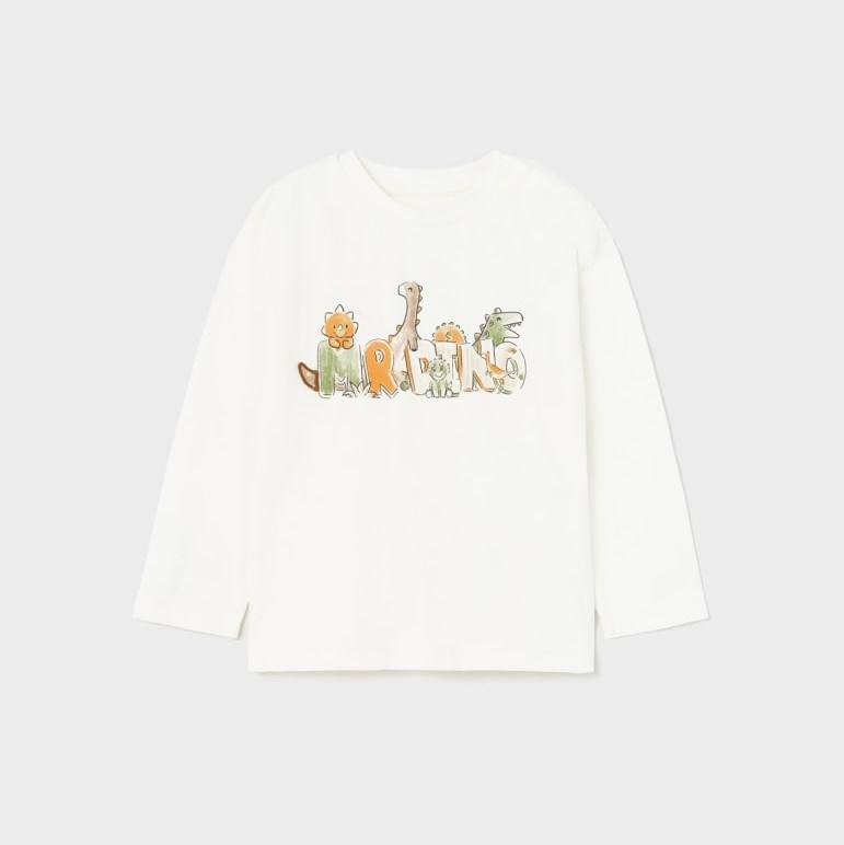 Mayoral Yazlık Erkek Bebek Uzun Kol T-shirt Krem
