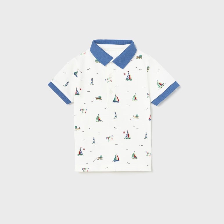 Mayoral Yazlık Erkek Bebek Kısa Kol Polo T-shirt Beyaz