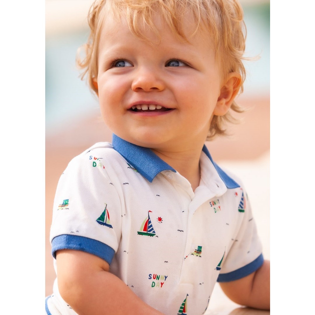 Mayoral Yazlık Erkek Bebek Kısa Kol Polo T-shirt Beyaz