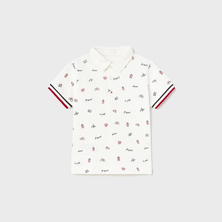 Mayoral Yazlık Erkek Bebek Kısa Kol Polo T-shirt Krem
