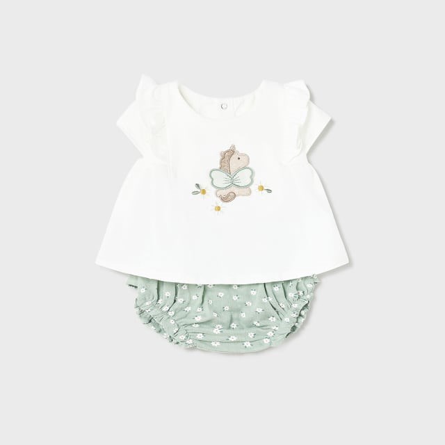 Mayoral Yazlık Kız Bebek Şort Set Yeşil