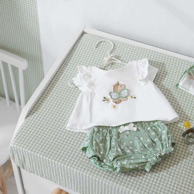Mayoral Yazlık Kız Bebek Şort Set Yeşil
