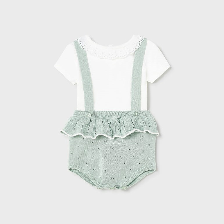 Mayoral Yazlık Kız Bebek Örme Salopet Set Yeşil