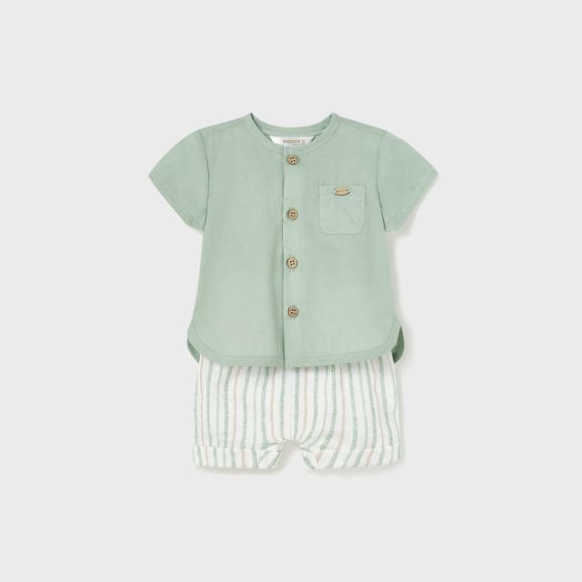 Mayoral Yazlık Erkek Bebek Gömlek Şort Set Yeşil