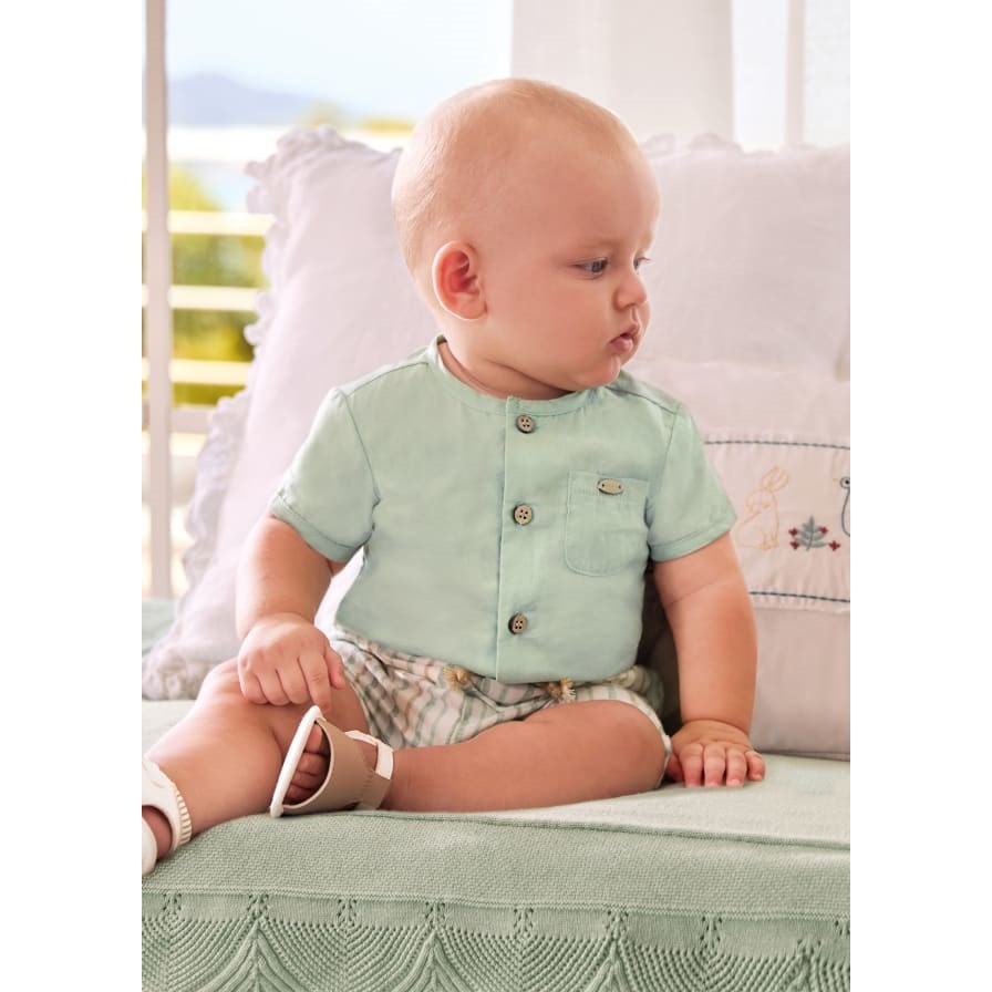 Mayoral Yazlık Erkek Bebek Gömlek Şort Set Yeşil
