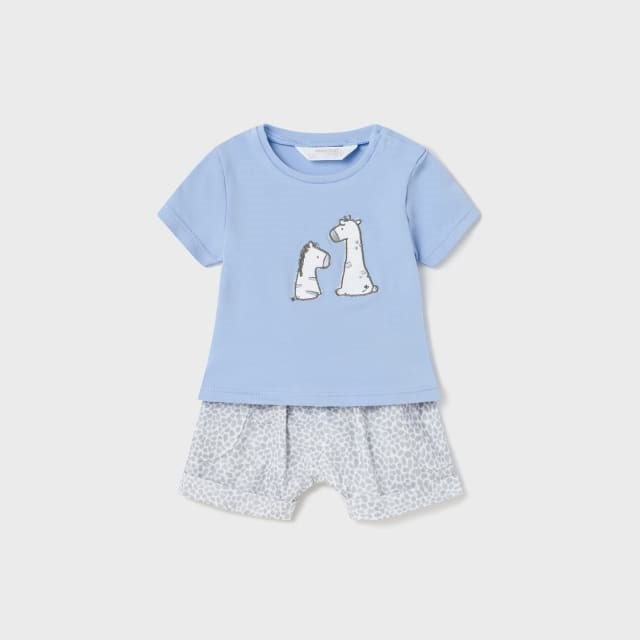 Mayoral Yazlık Erkek Bebek Bluz Şort Set Mavi