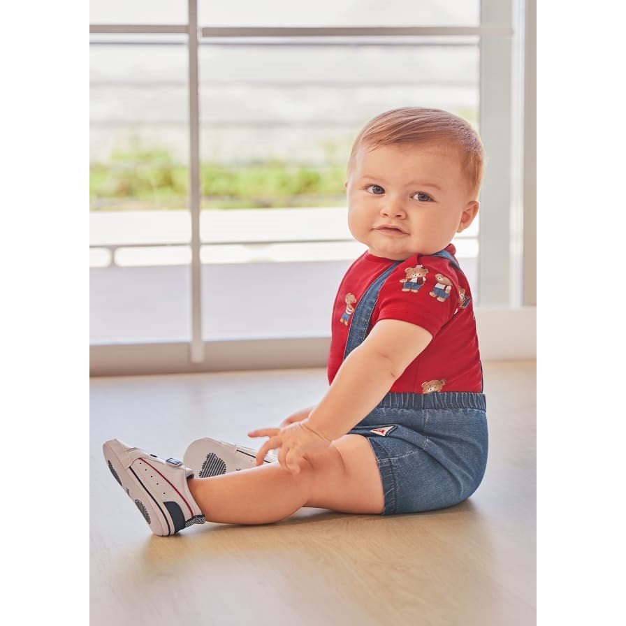 Mayoral Yazlık Erkek Bebek T-shirt Kısa Salopet Set Kırmızı