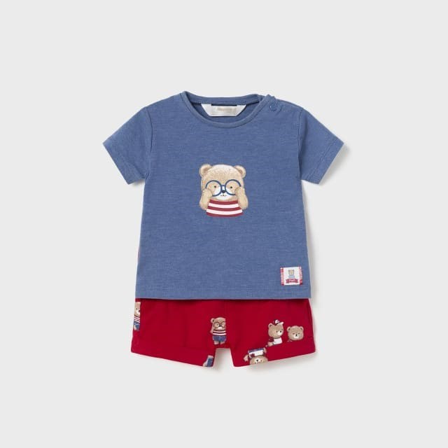 Mayoral Yazlık Erkek Bebek T-shirt Şort Set Koyu Mavi