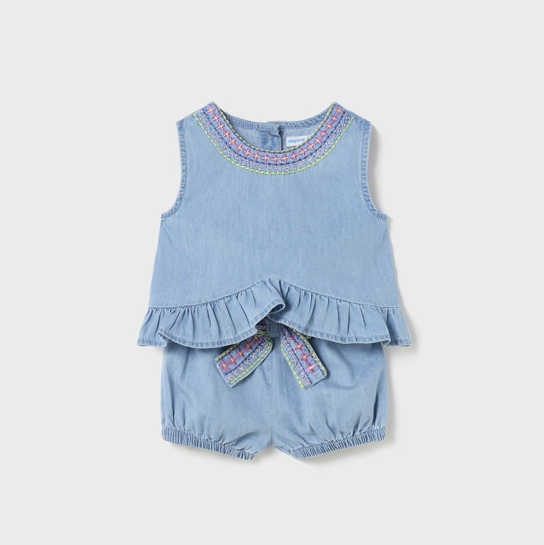 Mayoral Yazlık Kız Bebek T-shirt Şort 2'li Set Mavi