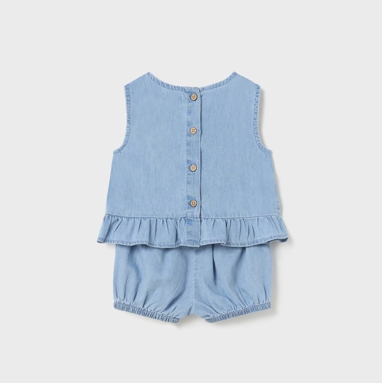 Mayoral Yazlık Kız Bebek T-shirt Şort 2'li Set Mavi