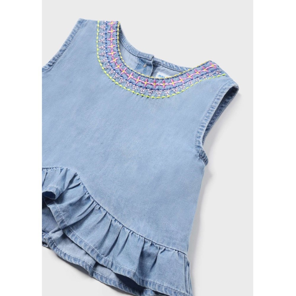 Mayoral Yazlık Kız Bebek T-shirt Şort 2'li Set Mavi