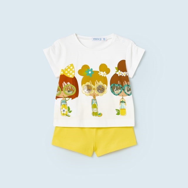 Mayoral Yazlık Kız Bebek T-shirt Şort 2'li Set Sarı