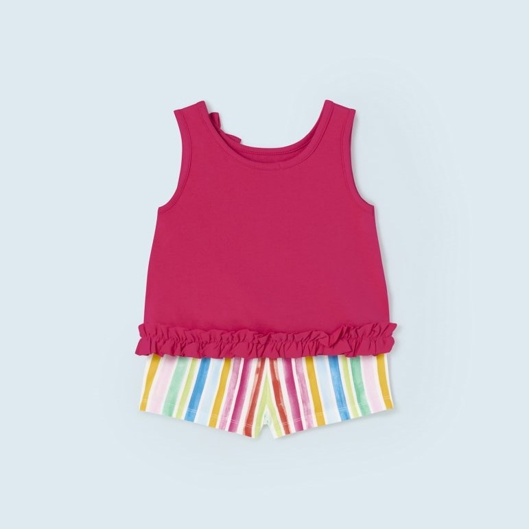 Mayoral Yazlık Kız Bebek T-shirt Şort 2'li Set Pembe