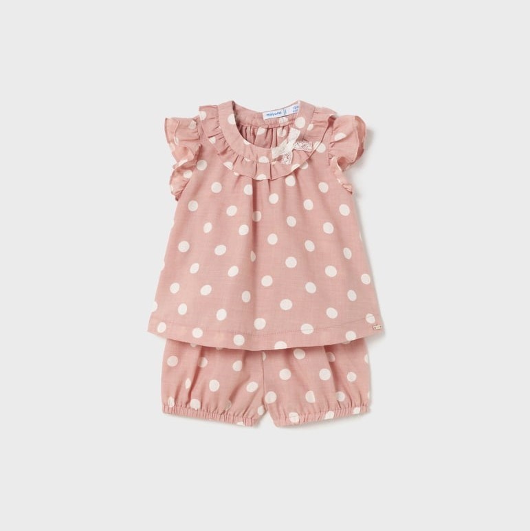 Mayoral Yazlık Kız Bebek T-shirt Şort 2'li Set Pembe