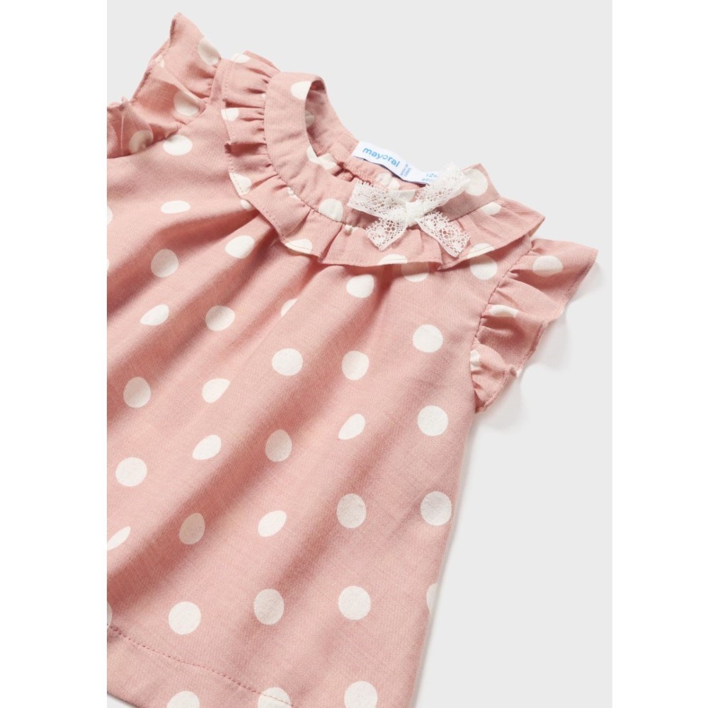 Mayoral Yazlık Kız Bebek T-shirt Şort 2'li Set Pembe