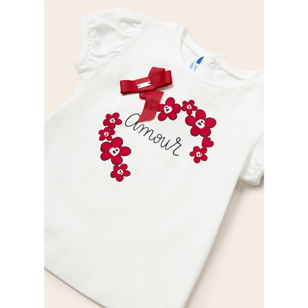 Mayoral Yazlık Kız Bebek T-shirt Şort 2'li Set Kırmızı