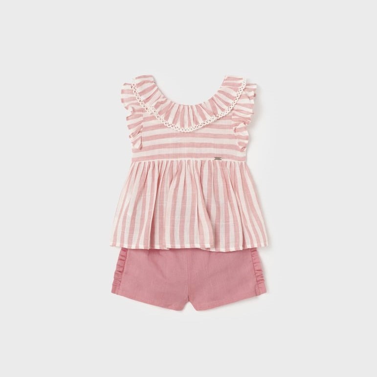 Mayoral Yazlık Kız Bebek Bluz Şort 2'li Set Pembe